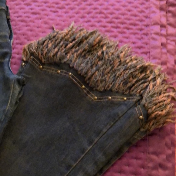 30” Waist Hippie Jeans with fringe at the bottom - Picture 5 of 5